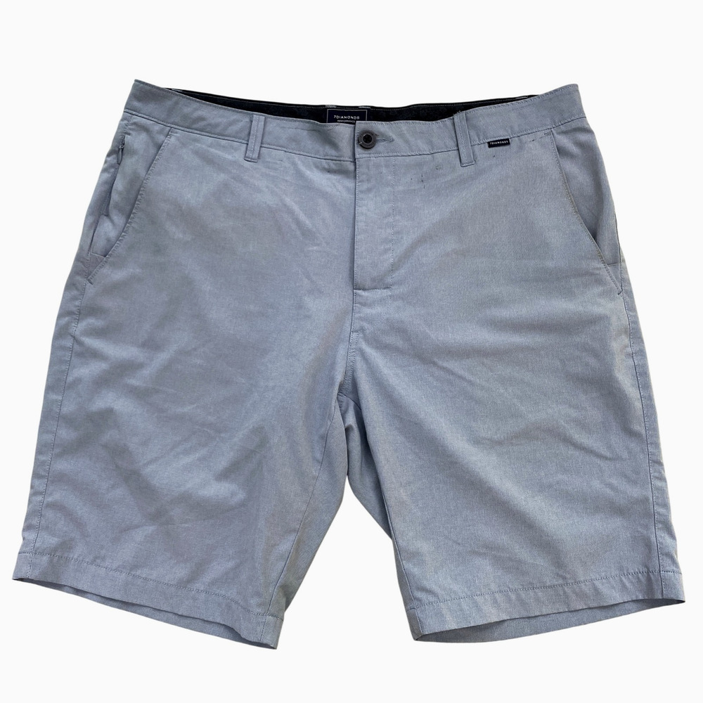 7 Diamonds Performance Shorts Mens 36x10 Blue Stretch Casual Golf Flat Front